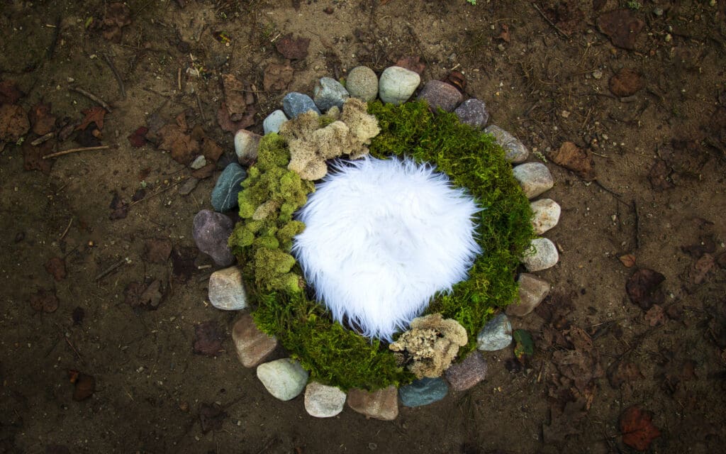 Stone and moss Nature Newborn photography digital background prop.