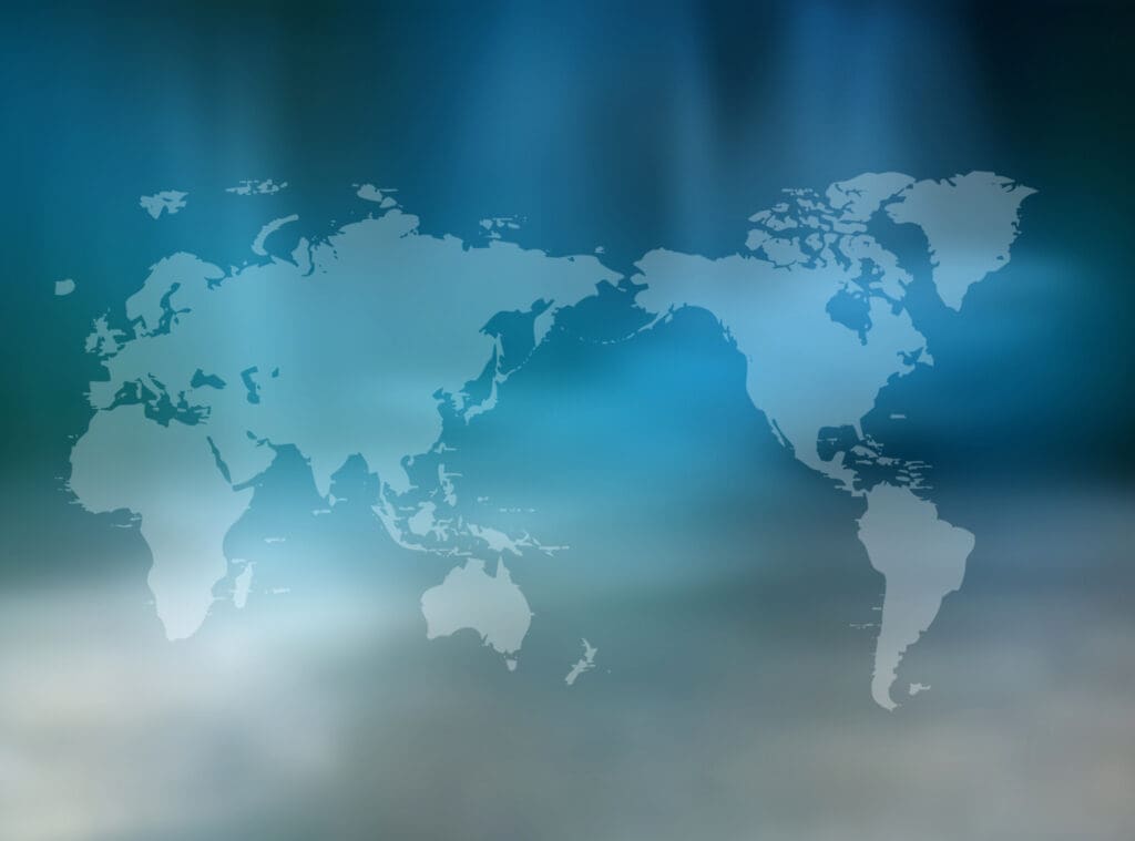 World map with blue background