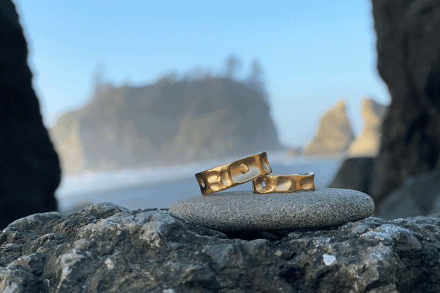 WEND jewelry rings displayed on nature rocks