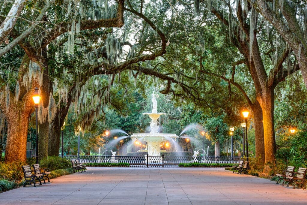 Fountain in Forsyth Park in Savanna, GA