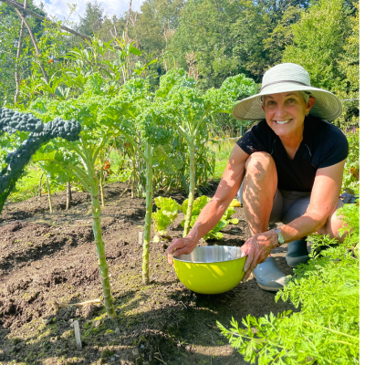 female adult gardening