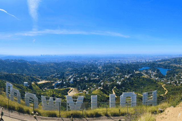 overview landscape of back of Hollywood sign